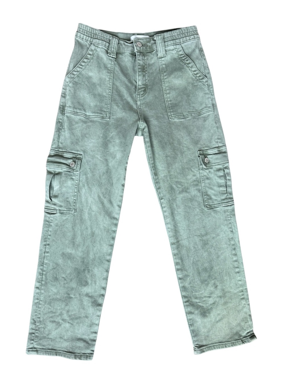 VERVET Sage Green Cargo Jeans Women Size 28 High Rise Straight Leg Utility